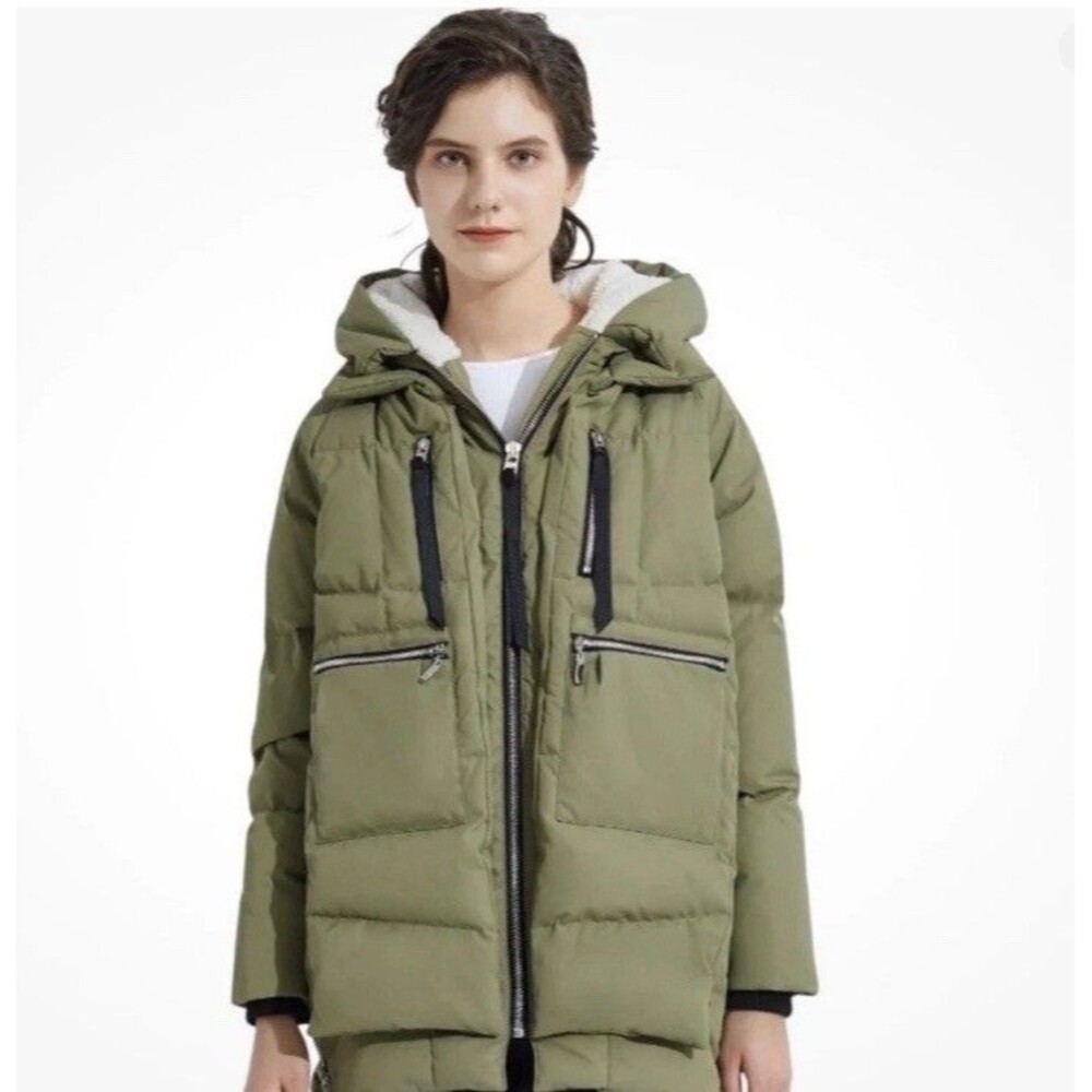 Orolay Puffer Coat XL Women's Jacket Thickened Down Green Zippers Parka - Picture 5 of 8